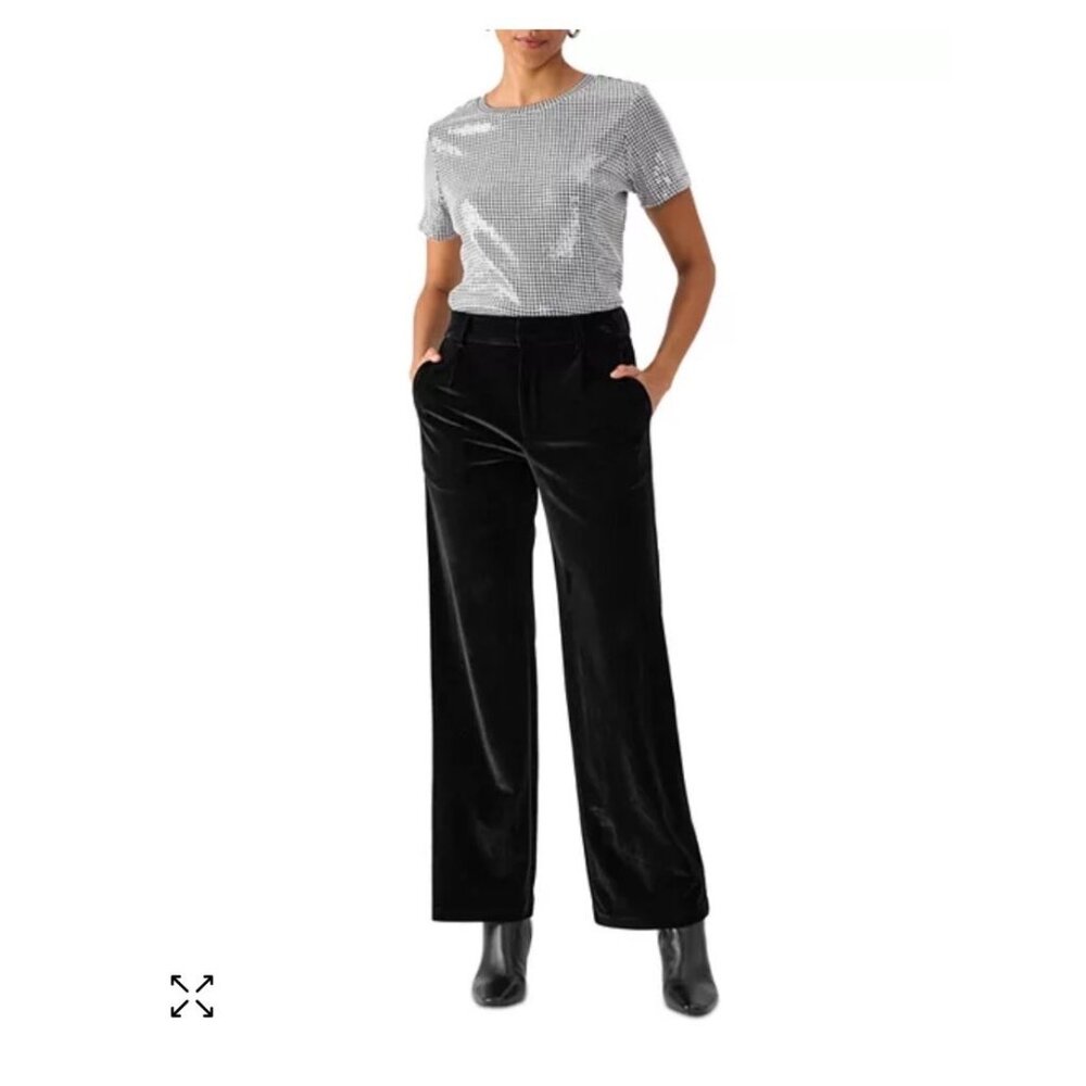 Sanctuary Faye Womens Black Velvet Wide-Leg Pants Size 32 new pockets‎